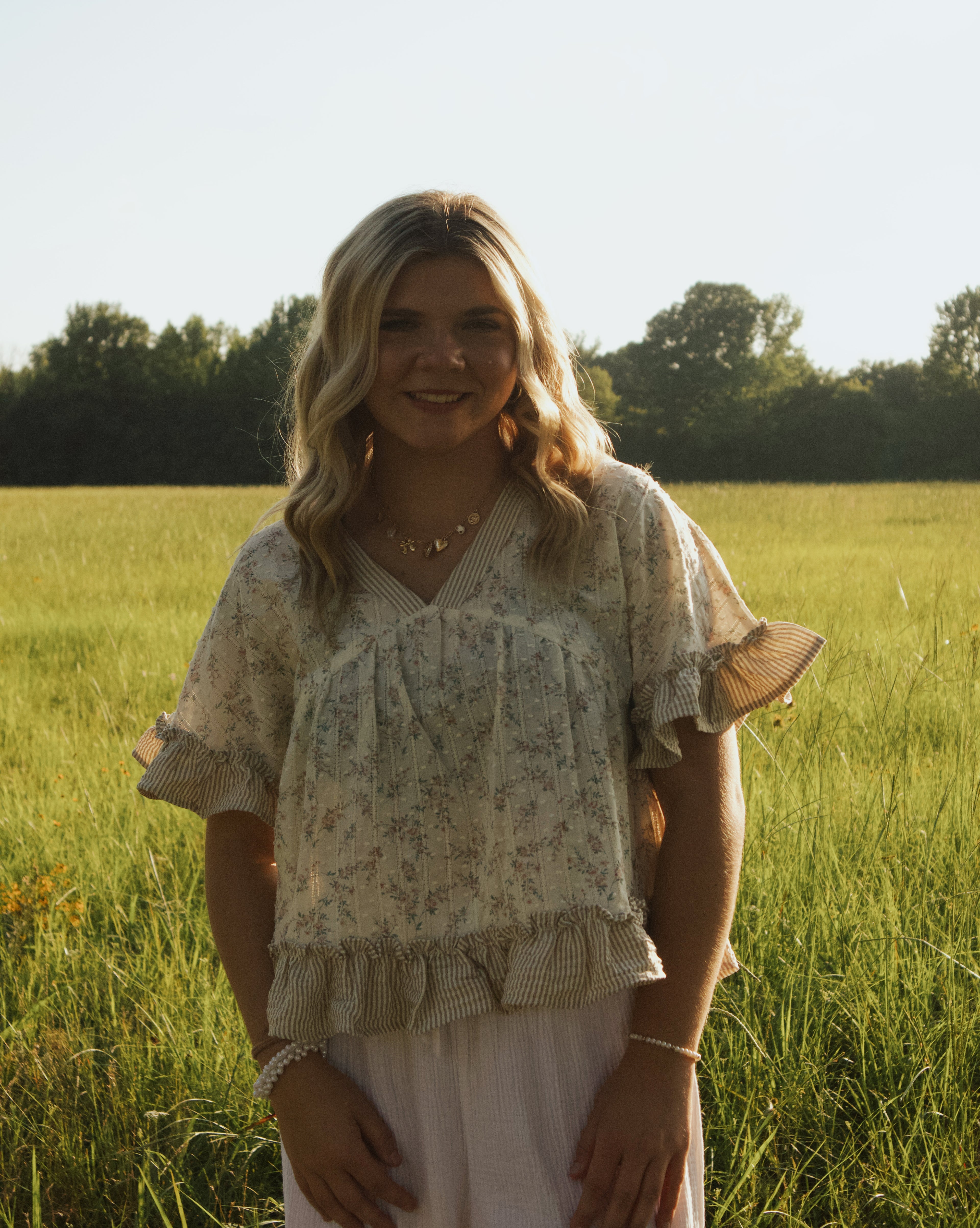 Floral stripe blouse