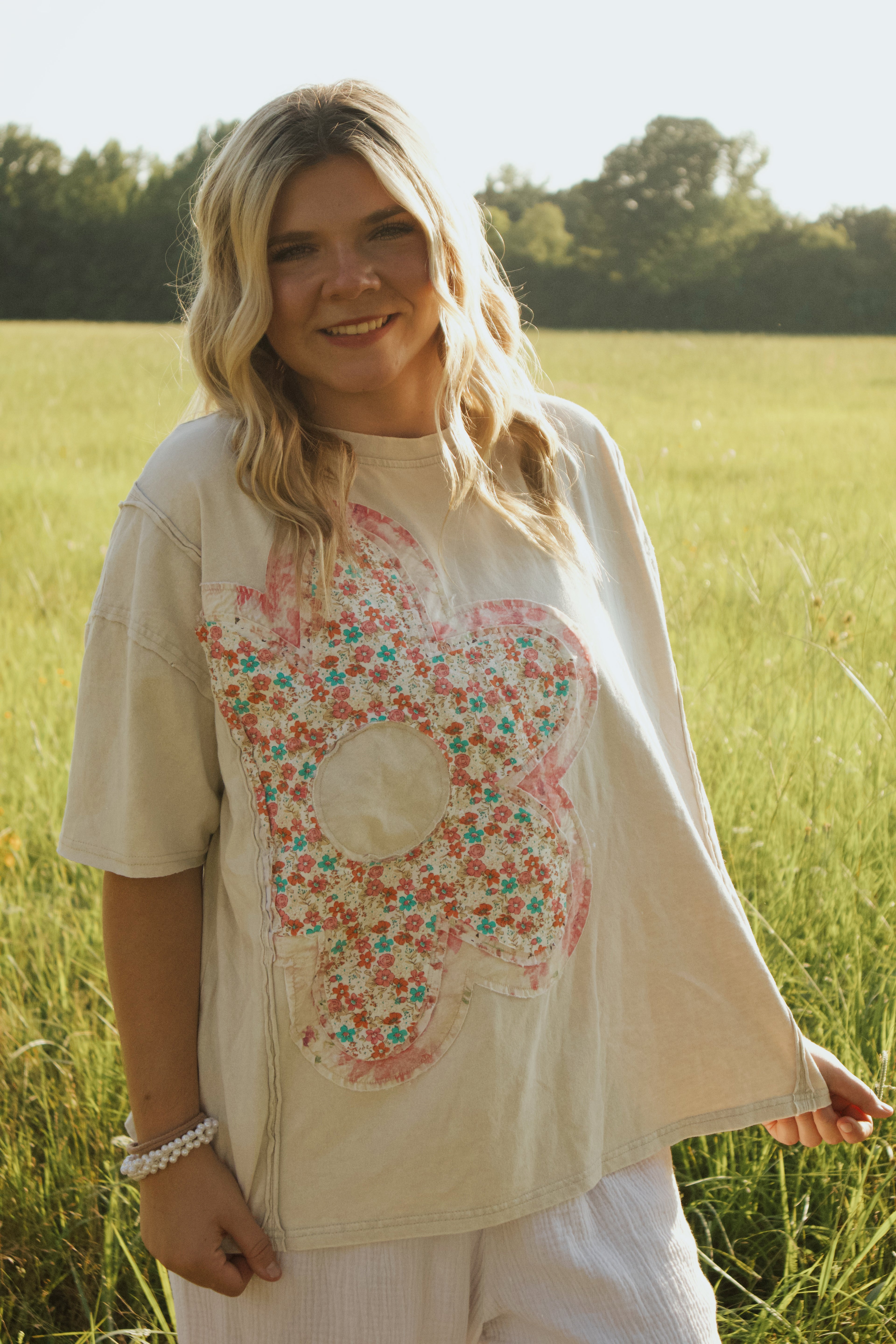 Patchwork flower tee
