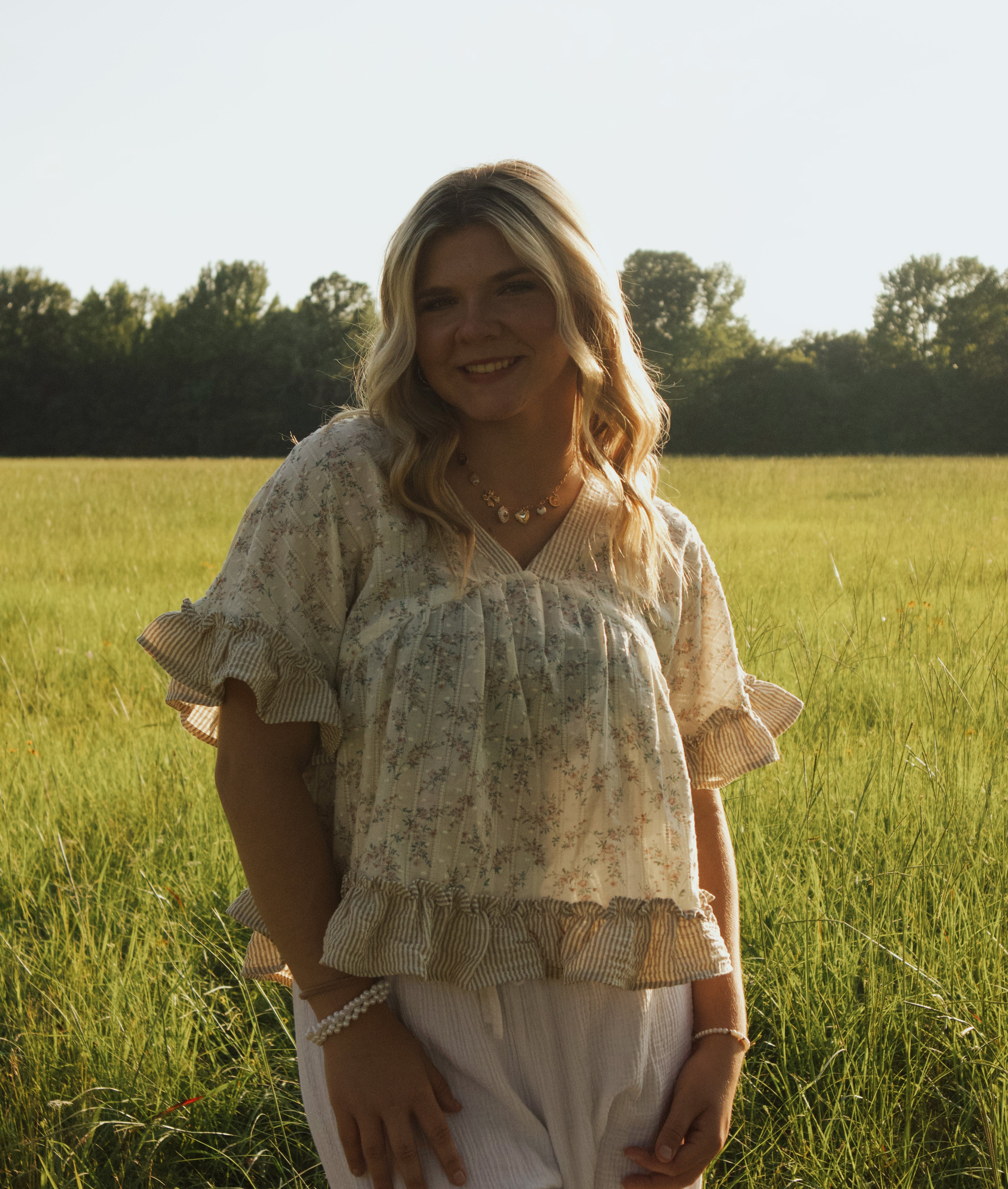 Floral stripe blouse