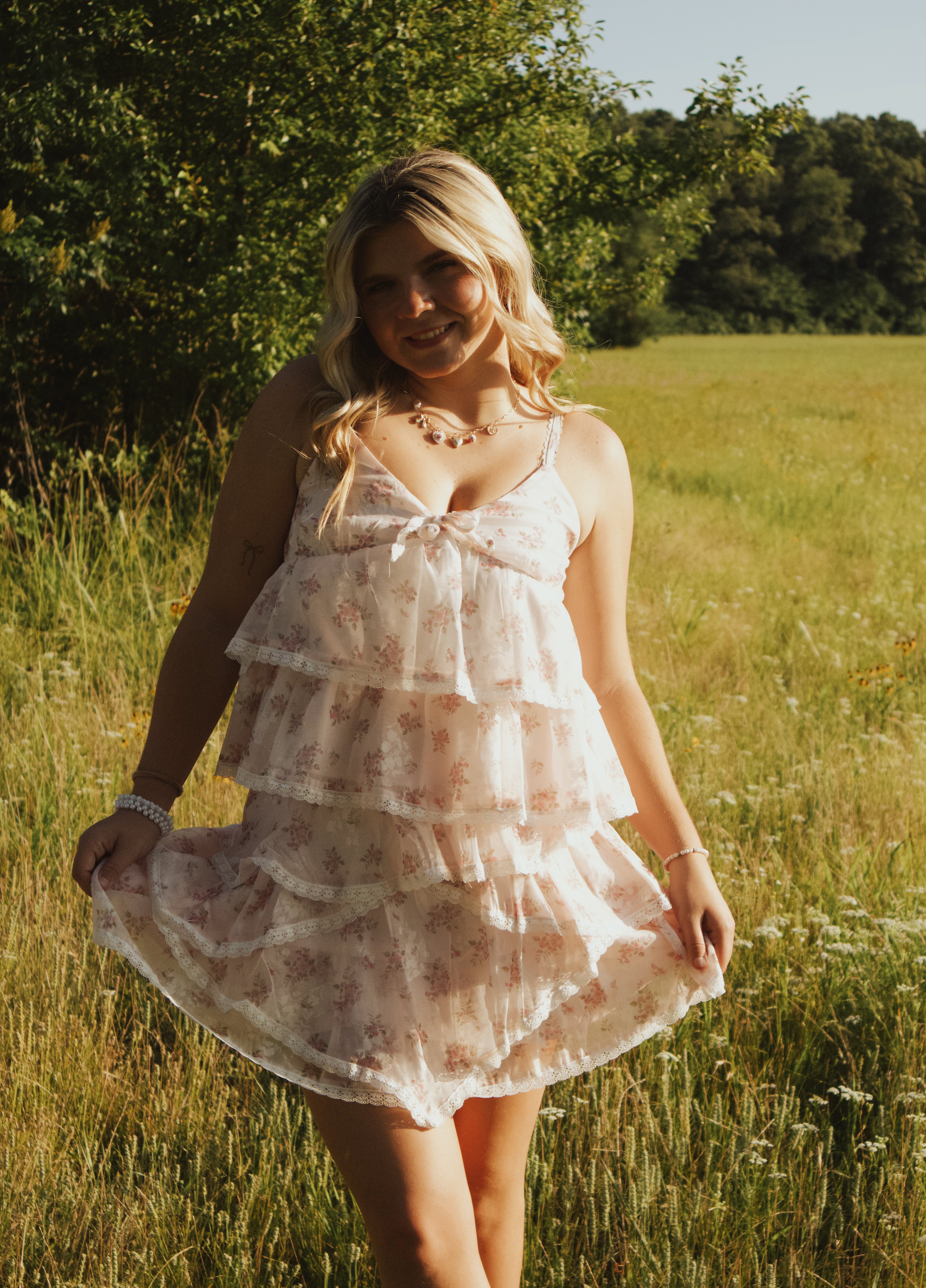 Pink lace floral tank