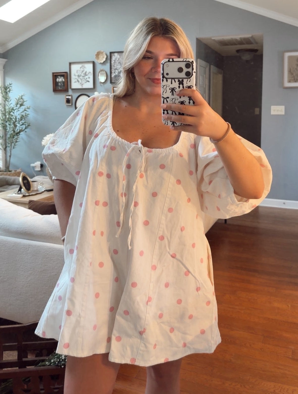 Oversized Pink polkadot romper