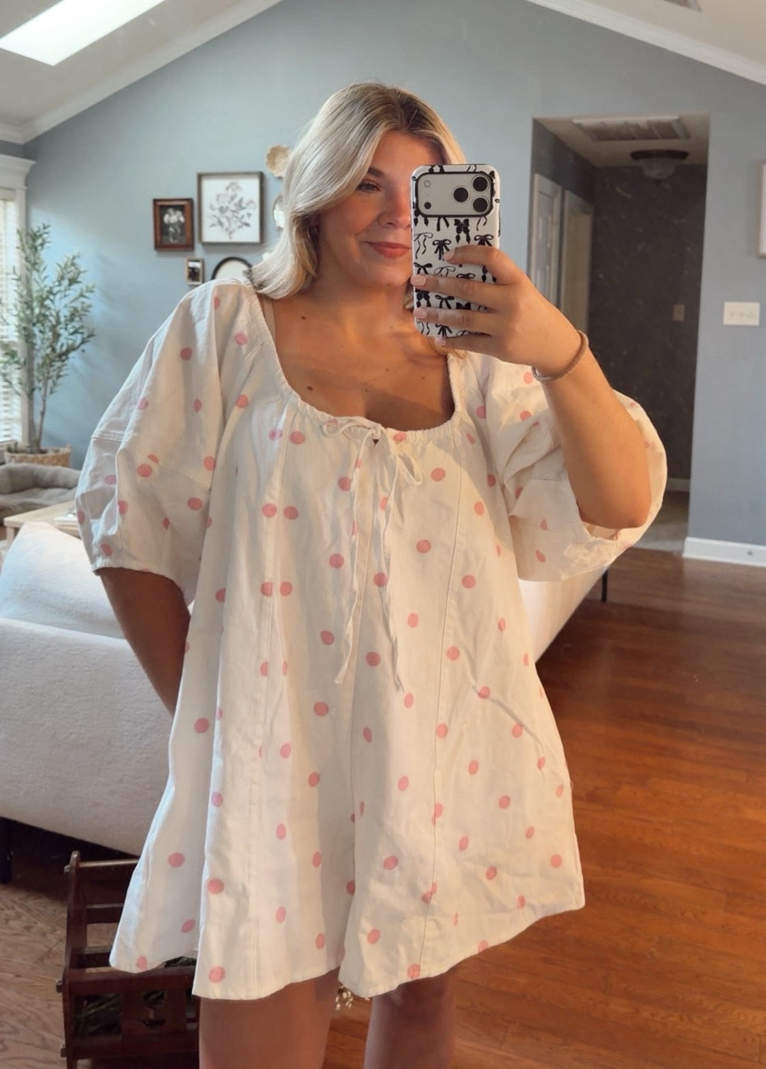 Oversized Pink polkadot romper