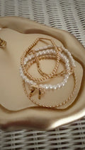 Gold pearl bracelet bundle