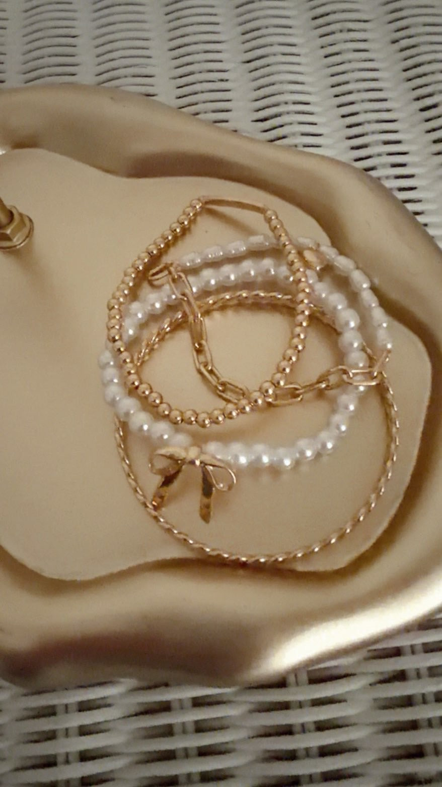 Gold pearl bracelet bundle