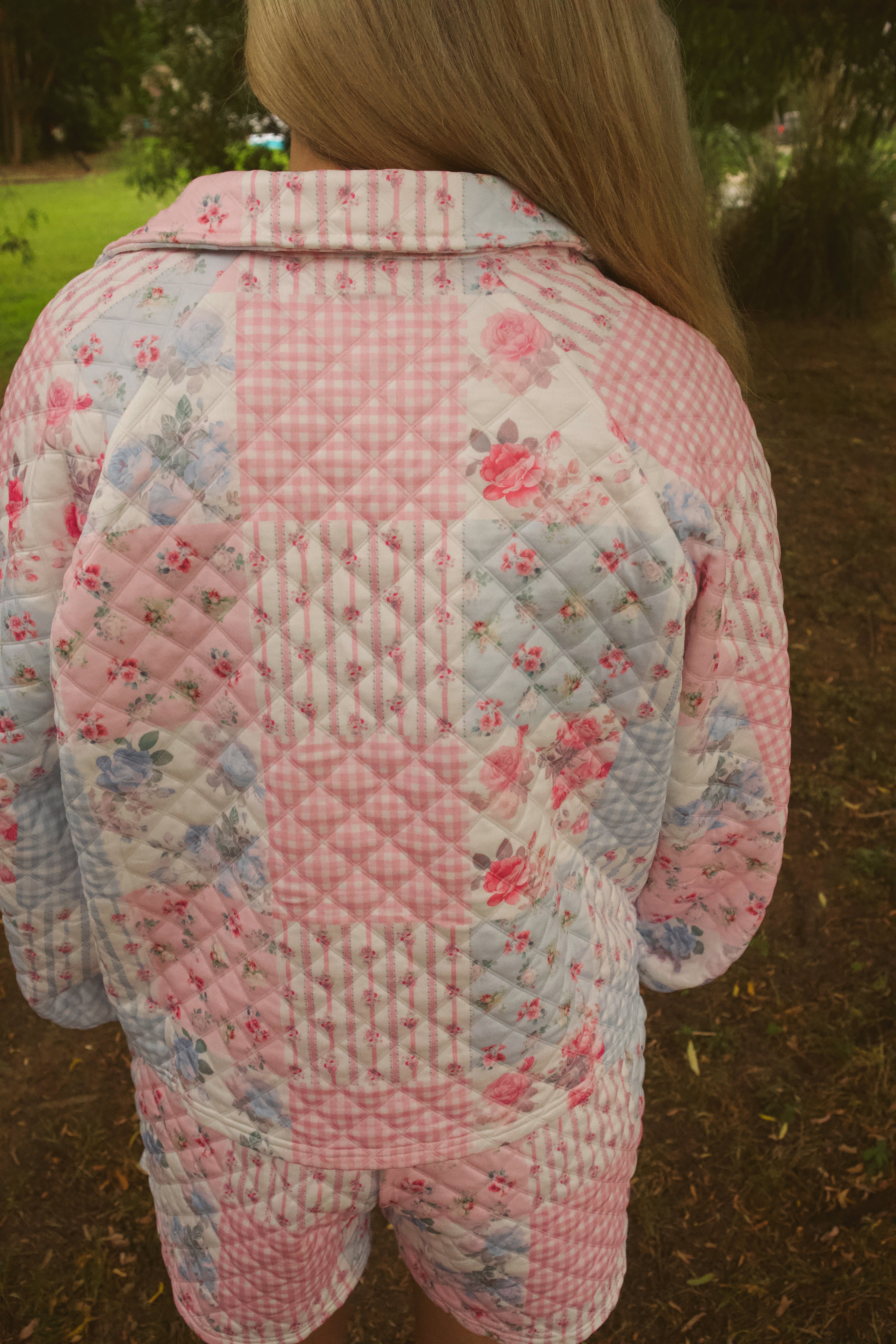 Floral patchwork quilted set